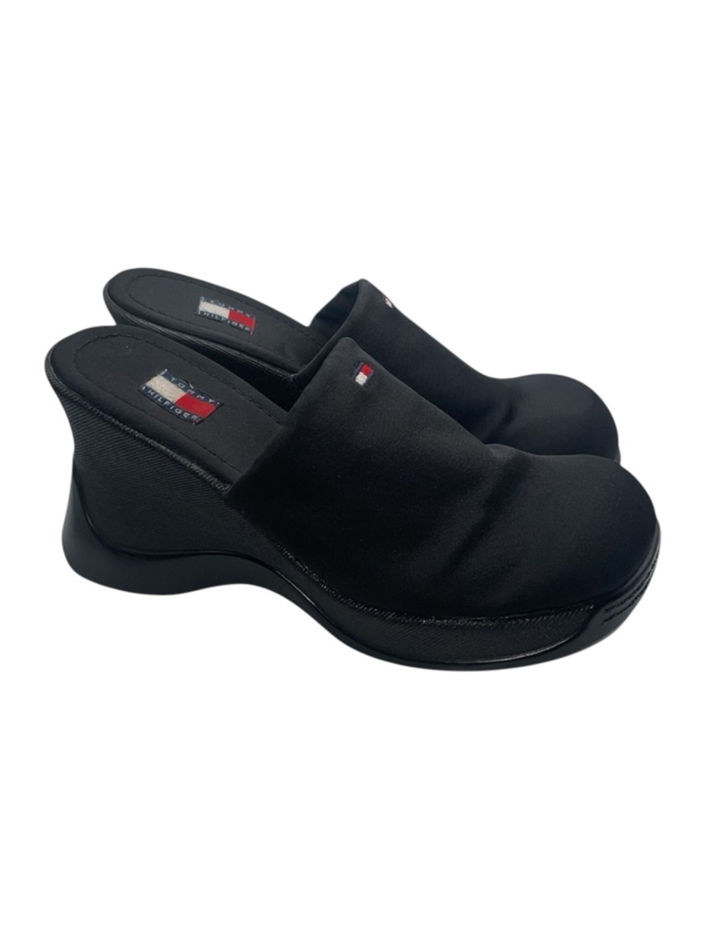 Tommy Hilfiger Y2K Slip-On Mule Heels Black Platform Chunky Heel Women’s 9 US
